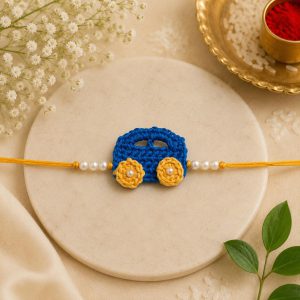 Handmade Crochet Car Rakhi with Pearl Beads